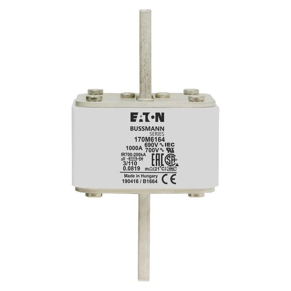 Fuse-link, high speed, 1000 A, AC 690 V, DIN 3, 76 x 90 x 139 mm, aR, DIN, IEC, single indicator image 7