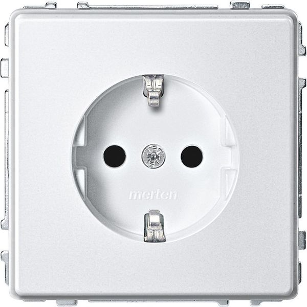 SCHUKO socket, increased contact protection, plug-in terminals, polar white, AQUADESIGN image 1