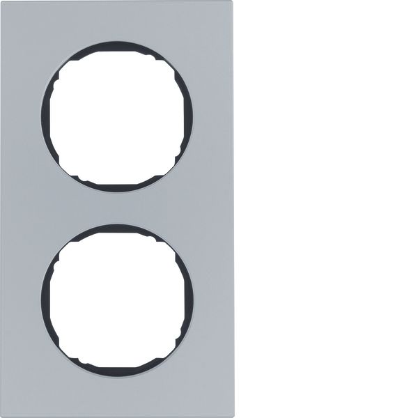Frame 2gang, flat, R.8, aluminium image 1