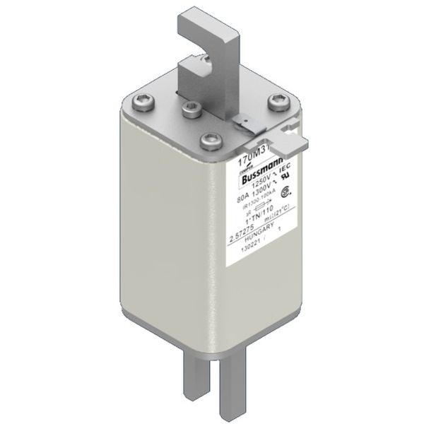 Fuse-link, high speed, 80 A, AC 1250 V, compact size 1, 45 x 58 x 138 mm, aR, DIN, IEC, type T indicator image 2