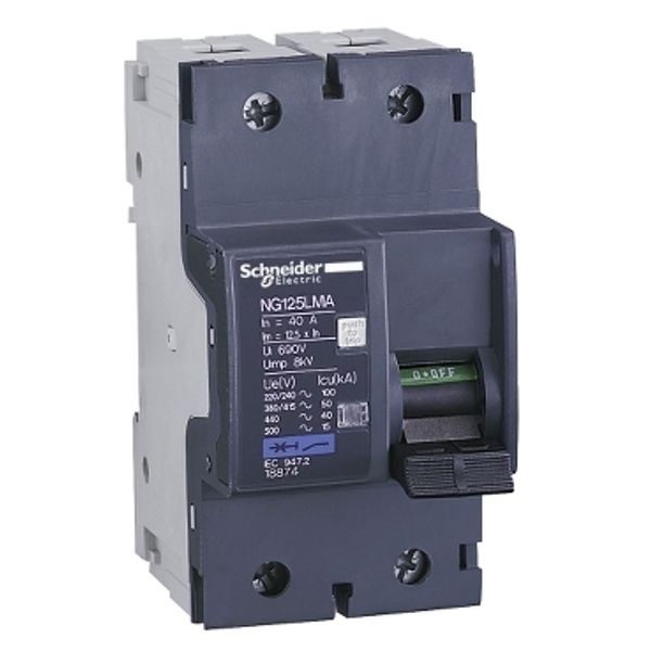 Miniature circuit-breaker, Acti9 NG125LMA, 2P, 63 A, MA curve, 50 kA (IEC 60947-2) image 2