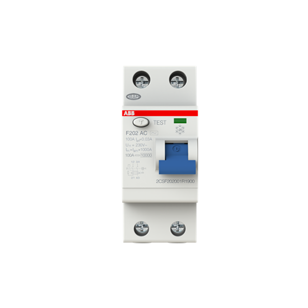 F202 AC-100/0.03 Residual Current Circuit Breaker 2P AC type 30 mA image 4