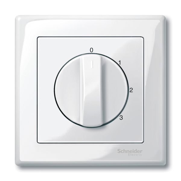 Central plate for three-step rotary switch, polar white, glossy, System M image 1