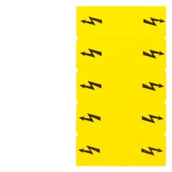 Inscription label, with warning arrow, vertical, terminal width: 16.2 mm, yellow image 1