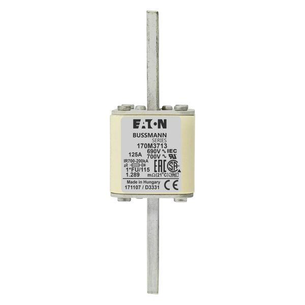 Fuse-link, high speed, 125 A, AC 690 V, compact size 1, 45 x 45 x 148 mm, aR, IEC, UL image 15