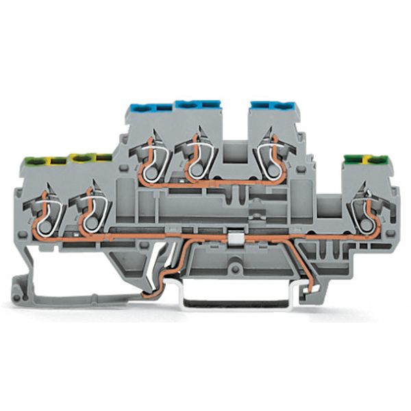 3-conductor, double-deck terminal block Ground conductor/through termi image 3