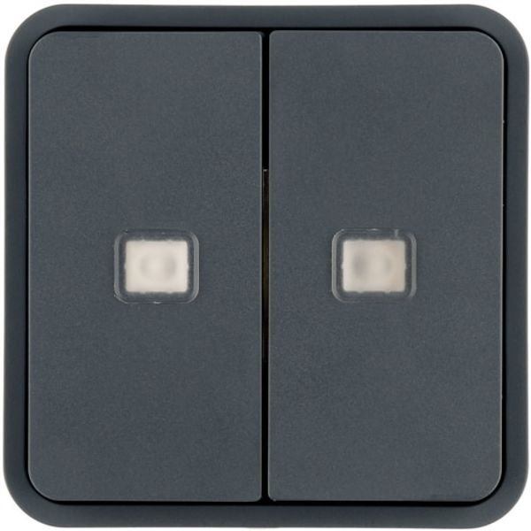 CUBYKO KNX 2 BUTTON PANEL GRAY WITH LED image 1