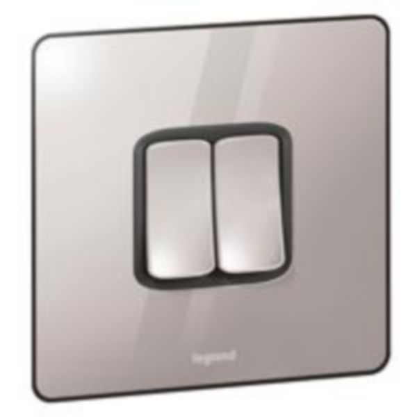 Synergy Sleek 2 Gang 2 Way 20AX Single Pole Plate Switch Polished Stainless Steel image 1