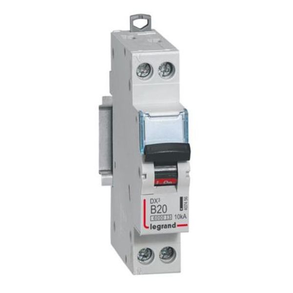 DX³6000 10kA high inlet and low outlet U+N screw circuit breaker 230V~ - 20A - curve B - 1 module image 1