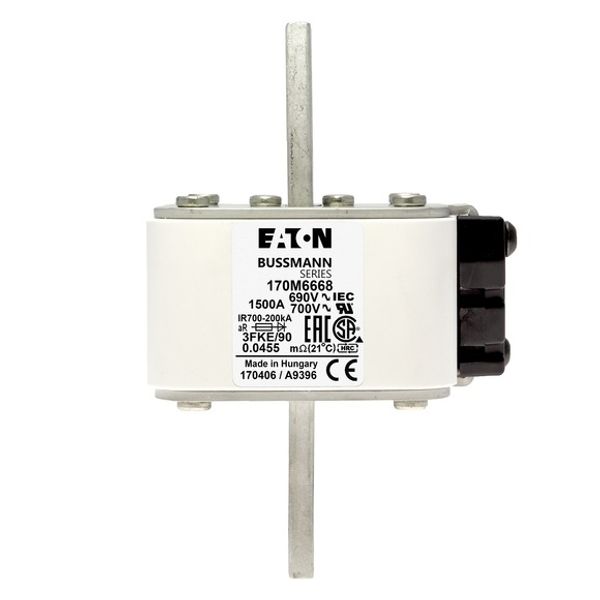 Fuse-link, high speed, 1500 A, AC 690 V, size 3, 76 x 92 x 135 mm, aR, IEC, UL, single indicator image 2