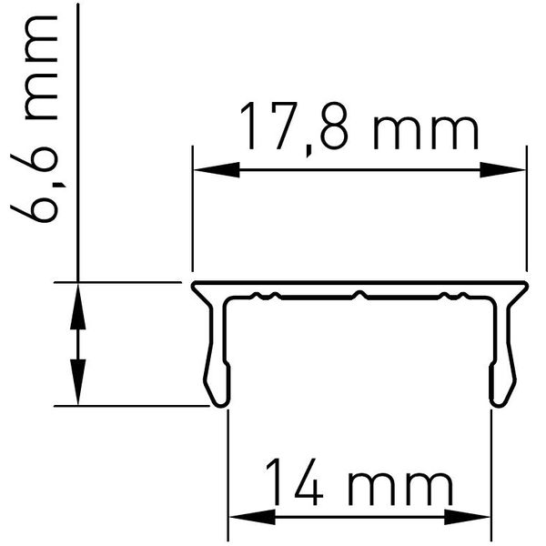 Aluminium cover LB flat L-2000mm W-17,8mm H-6,6mm image 2