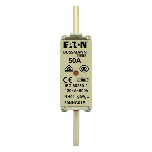 Fuse-link, LV, 50 A, AC 500 V, NH01, gL/gG, IEC, dual indicator, live gripping lugs image 6