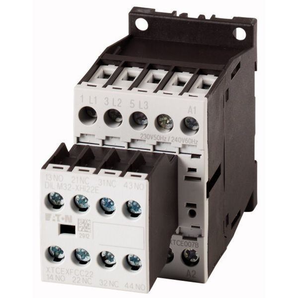 Contactor, 380 V 400 V 7.5 kW, 2 N/O, 2 NC, 24 V DC, DC operation, Screw terminals image 1