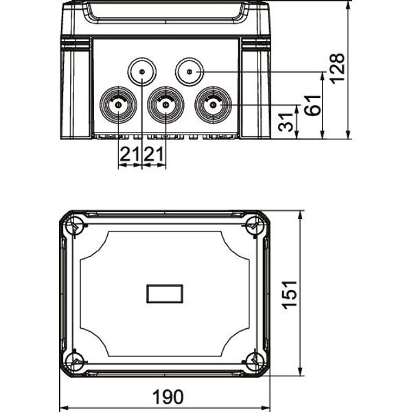 X10 R LGR-TR Junction box with tans. lid, rail 2069 190x150x125 image 2