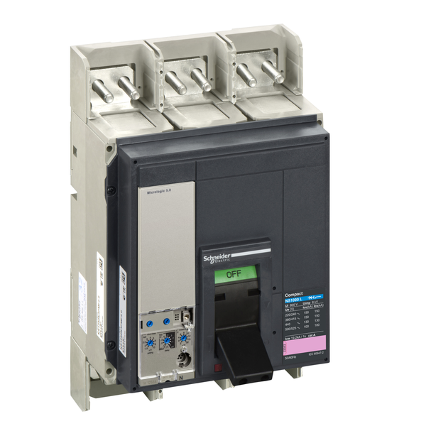 circuit breaker ComPact NS1000L, 150 kA at 415 VAC, Micrologic 5.0 trip unit, 1000 A, fixed,3 poles 3d image 5
