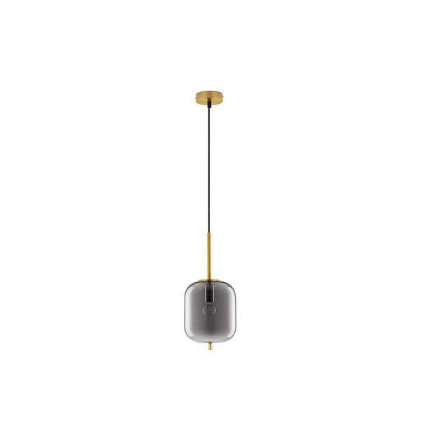 Brass Gold Metal & Smoky Glass Black Fabric Wire LED E14 1x5 Watt 230 Volt IP20 Bulb Excluded D: 16.5 H: 120 cm Adjustable height image 1