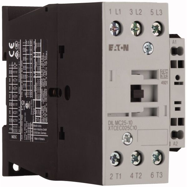 Contactor, 3 pole, 380 V 400 V 11 kW, 1 N/O, RDC 240: 200 - 240 V DC, DC operation, Spring-loaded terminals image 4