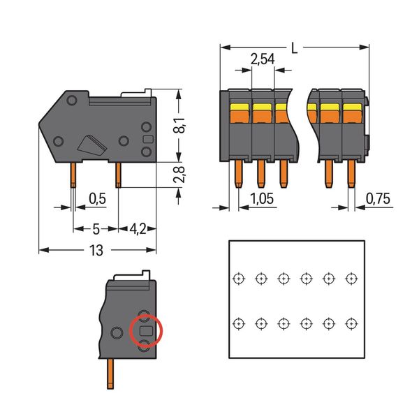 THR PCB terminal block Locking slides 0.5 mm² black image 4