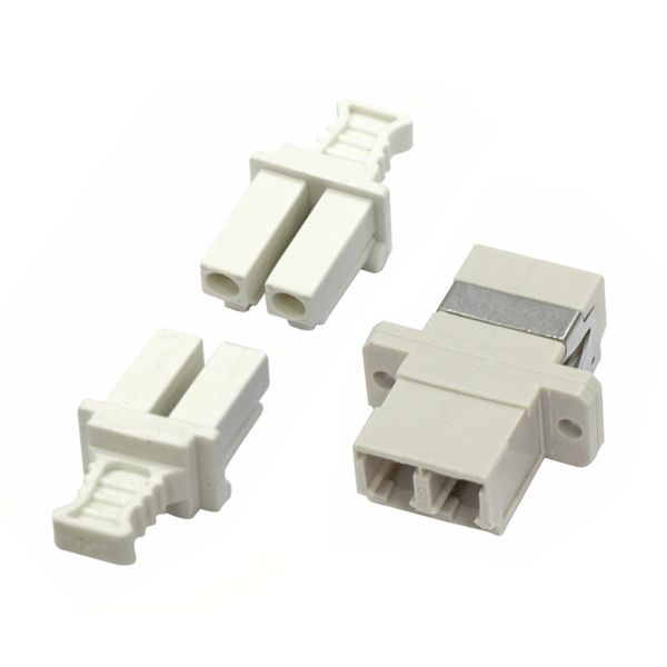 FO Coupler LC-Duplex, Plastic,Multimode, phbr, flange, grey image 2