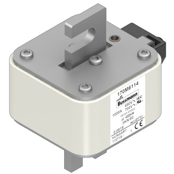 Fuse-link, high speed, 1250 A, AC 690 V, size 3, 74 x 92 x 111 mm, aR, IEC, single indicator image 3