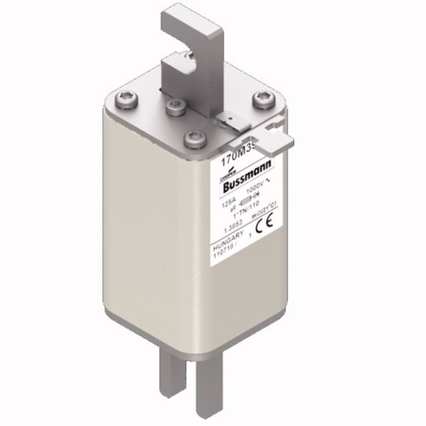 Fuse-link, high speed, 125 A, AC 1000 V, compact DIN 1, 43 x 61 x 138 mm, aR, DIN, IEC, type T indicator image 2