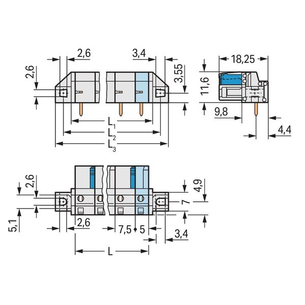 THT female header angled Pin spacing 7.5 mm light gray image 2