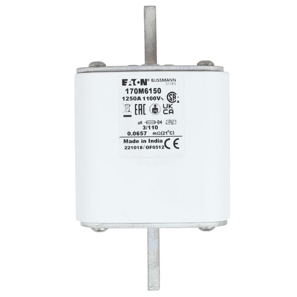 Fuse-link, high speed, 1250 A, AC 1100 V, size 3, 76 x 90 x 139 mm, aR, DIN, IEC, single indicator image 25