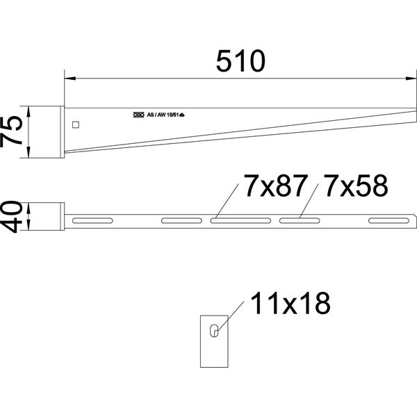 AW 15 51 A2 Wall and support bracket with welded head plate B510mm image 2