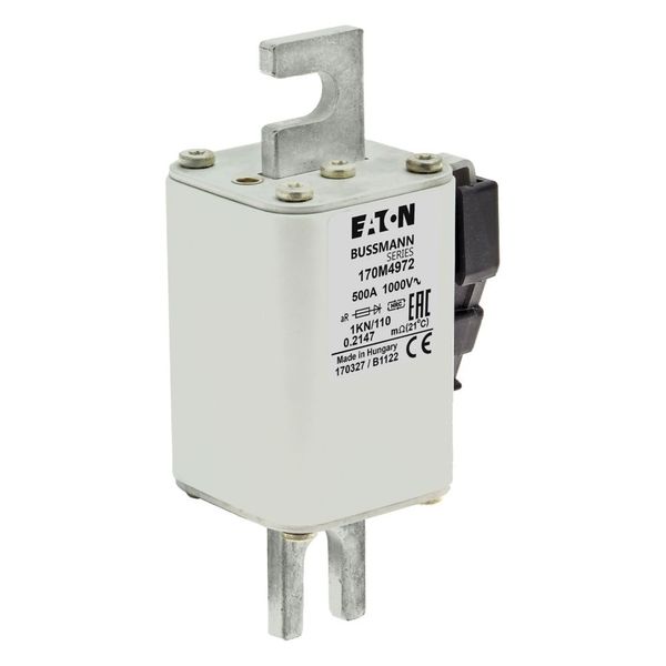 Fuse-link, high speed, 500 A, AC 1000 V, DIN 1, 51 x 69 x 138 mm, aR, DIN, IEC, type K indicator image 11