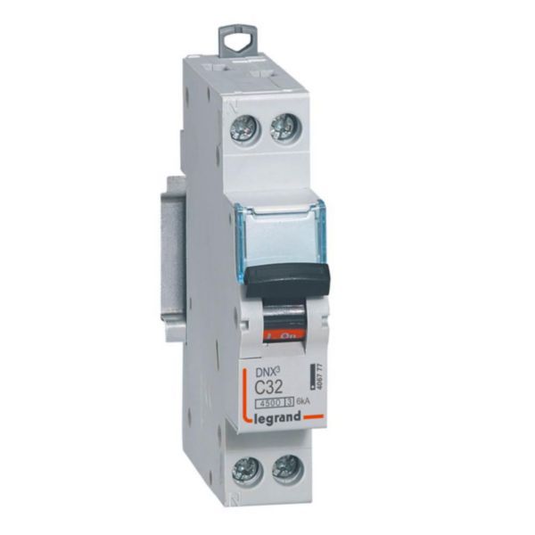 Phase+Neutral circuit breaker DNX³4500 6kA inlet and outlet screw terminal - 1P+N 230V~ 32A curve C - 1 module image 1