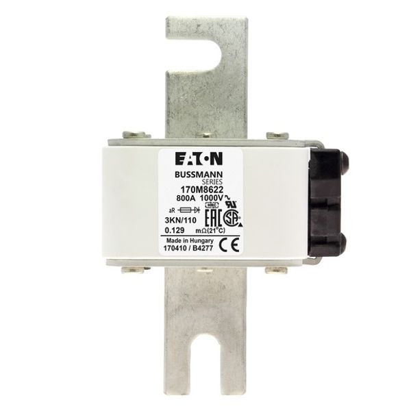 Fuse-link, high speed, 800 A, AC 1000 V, DIN 3, 74 x 92 x 138 mm, aR, DIN, IEC, single indicator image 3