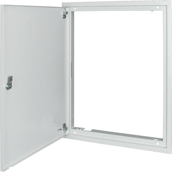 Flush-mounting trim ring with sheet steel door and locking rotary lever for 3-component system, W = 600 mm, H = 460 mm image 2