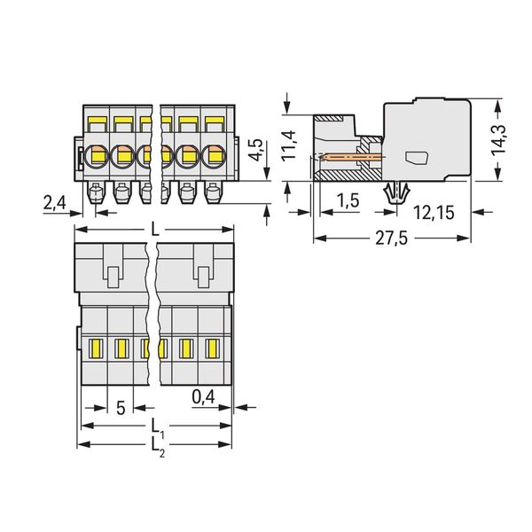 1-conductor male connector CAGE CLAMP® 2.5 mm² light gray image 3