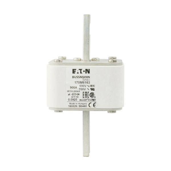 Fuse-link, high speed, 900 A, AC 690 V, DIN 3, 76 x 90 x 139 mm, aR, DIN, IEC, single indicator image 6