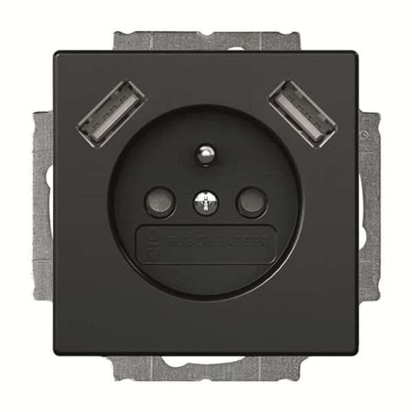 20 MUCB2USB-885-500 Socket Earthing pin with USB AA black matt - 63x63 image 1