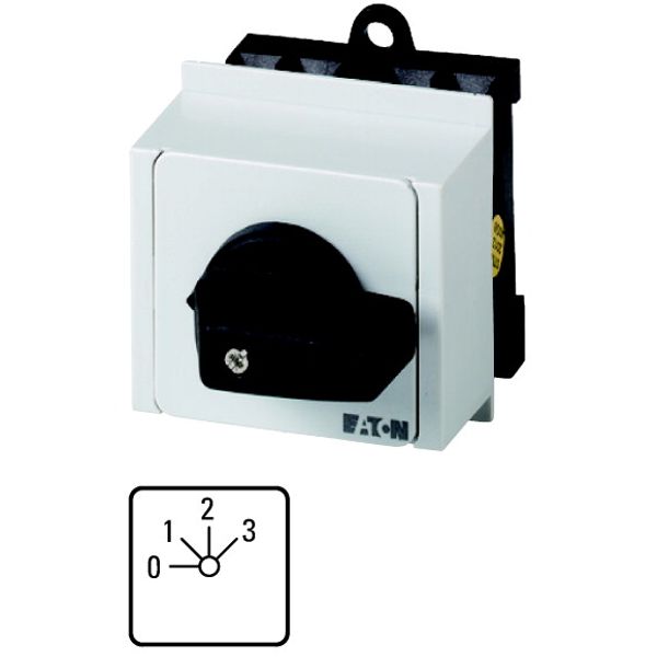 Step switches, T0, 20 A, service distribution board mounting, 2 contact unit(s), Contacts: 3, 45 °, maintained, With 0 (Off) position, 0-3, Design num image 1