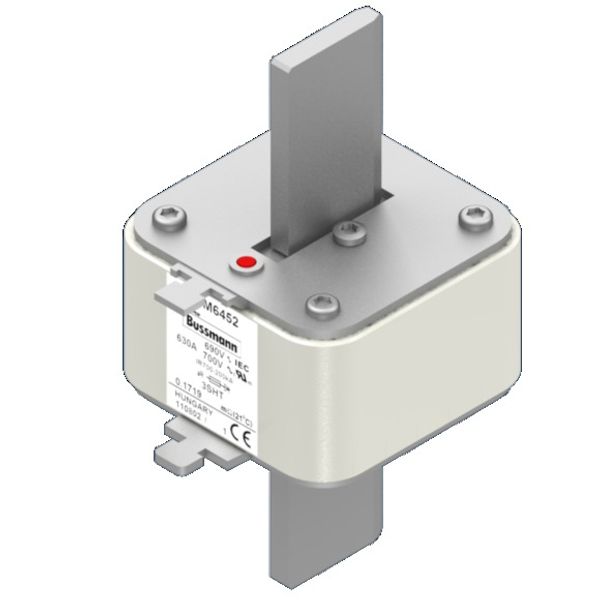 Fuse-link, high speed, 630 A, AC 690 V, DIN 3, aR, DIN, IEC, single indicator, live gripping lugs image 3