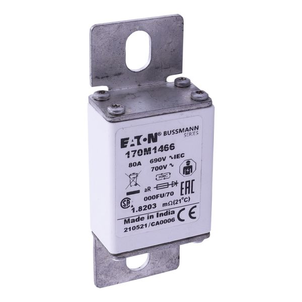 Fuse-link, high speed, 80 A, AC 690 V, size 000, 24 x 36 x 96 mm, aR, IEC image 22