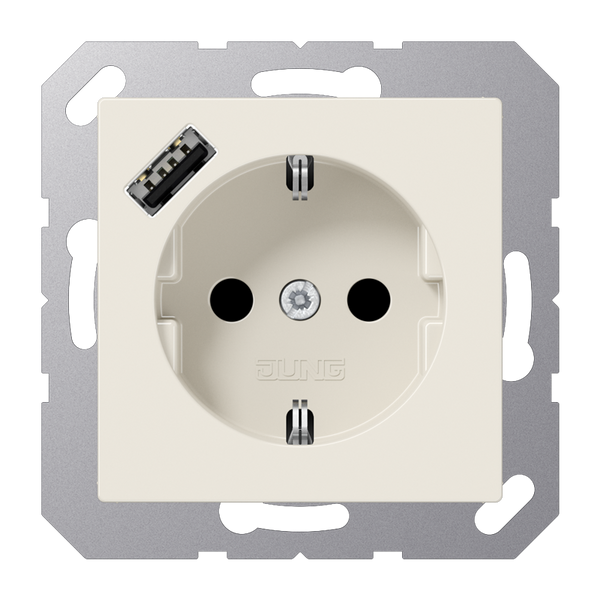 SCHUKO socket with USB type A A1520-18A image 1