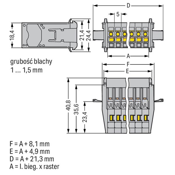 1-conductor male connector CAGE CLAMP® 4 mm² gray image 3