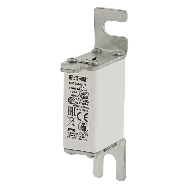 Fuse-link, high speed, 100 A, AC 690 V, size 000, 21 x 40 x 100 mm, aR, DIN, IEC, single indicator image 6