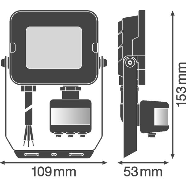 FLOODLIGHT COMPACT SENSOR 10W 830 SYM 100 BK image 3