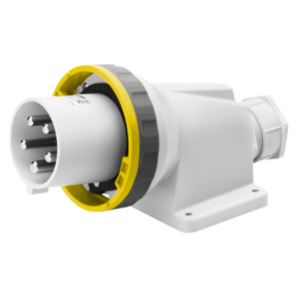 90° ANGLED SURFACE MOUNTING INLET - IP67 - 3P+N+E 125A 100-130V 50/60HZ - YELLOW - 4H - MANTLE TERMINAL image 1