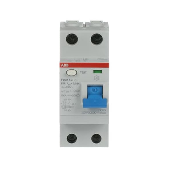 F202 AC-80/0.03 Residual Current Circuit Breaker 2P AC type 30 mA image 3