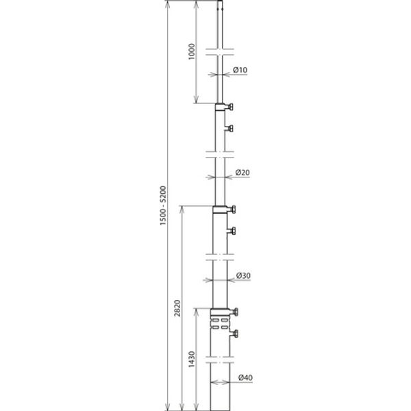 Telescopic air-termination rod Al D 40/30/20/10 mm, extendable L 1.5 m image 2