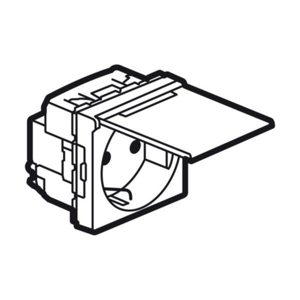 Arteor 2 Pole + Earth 16A German Standard Socket Outlet with Cover 2 Module White image 1