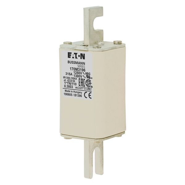 Fuse-link, high speed, 315 A, AC 1250 V, compact size 1, 45 x 58 x 138 mm, aR, DIN, IEC, type T indicator image 3