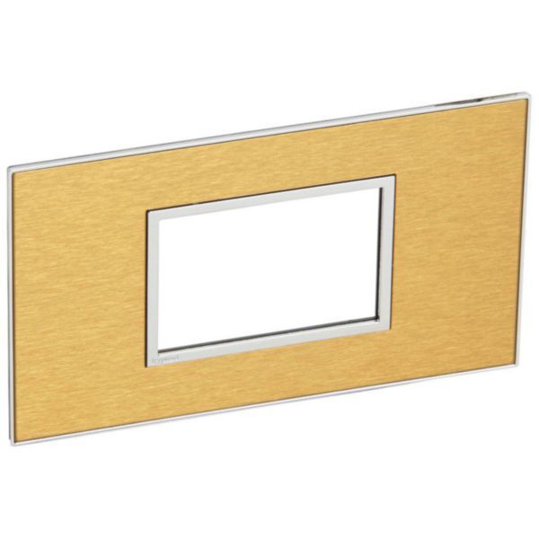 Arteor Surround Plate Shaver Socket/3 Module Square Gold Brass image 1