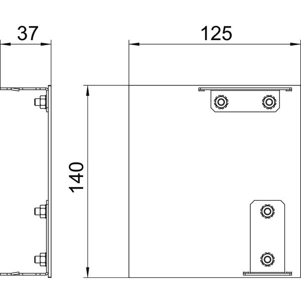 GAD EL Style EL End piece, Design duct, left Design Style 125x140x37 image 2