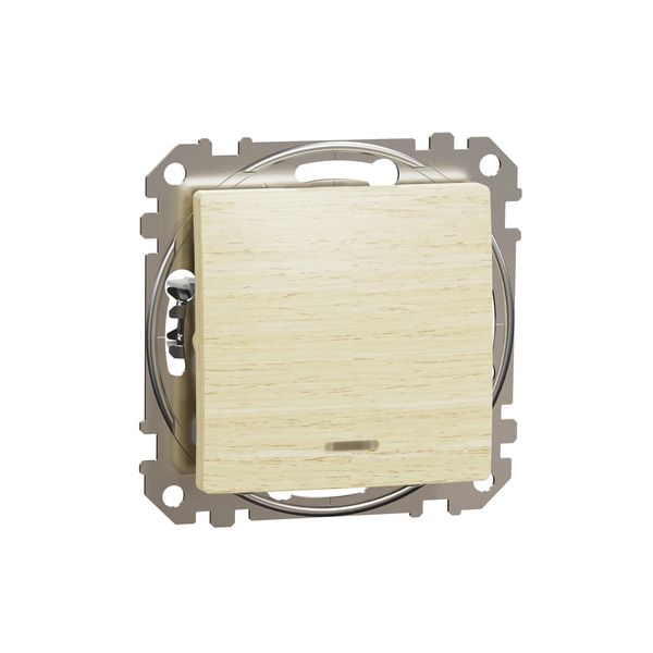 Sedna Design & Elements, 1-way switch 10AX Blue Locator LED, professional, wood birch image 4